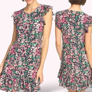 TOMMY HILFIGER Sleeveless Floral Mini Dress w/ Ruffled Tiered Hemline US Sz 18W